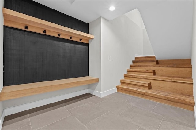 mudroom with tile patterned floors