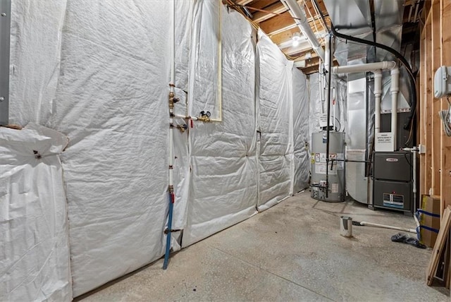 basement featuring water heater