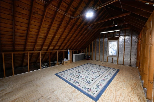 view of unfinished attic