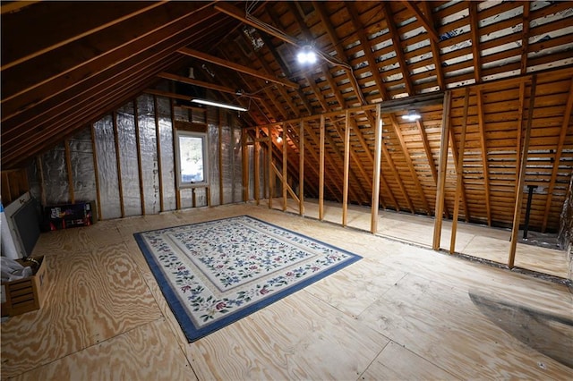 view of unfinished attic