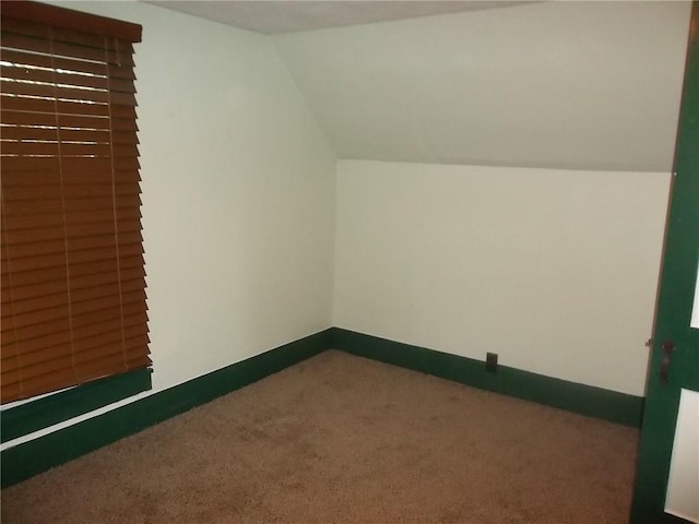 additional living space featuring carpet flooring and lofted ceiling