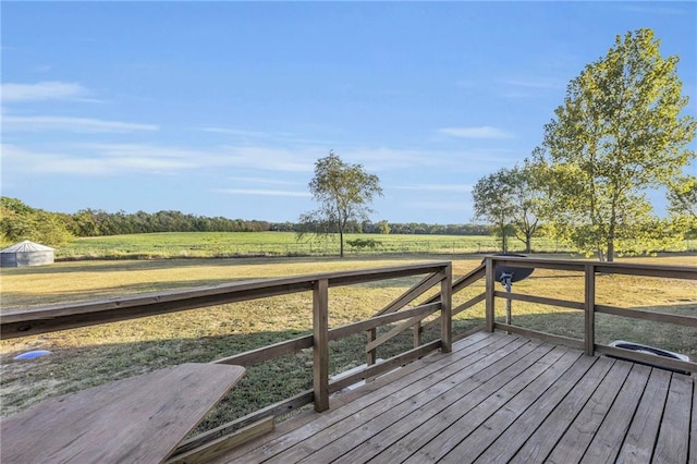 deck with a rural view