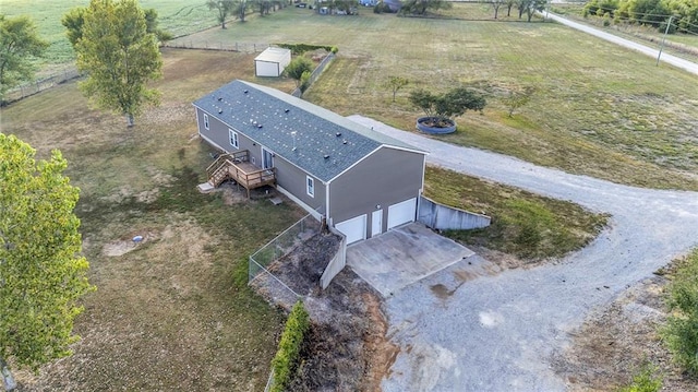 aerial view with a rural view