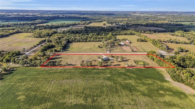 bird's eye view featuring a rural view