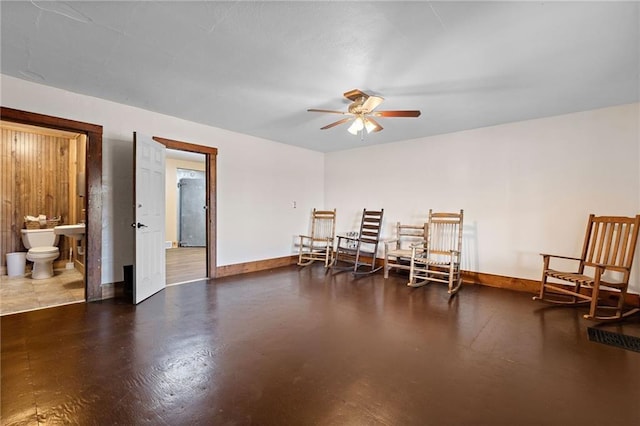 dining space featuring ceiling fan