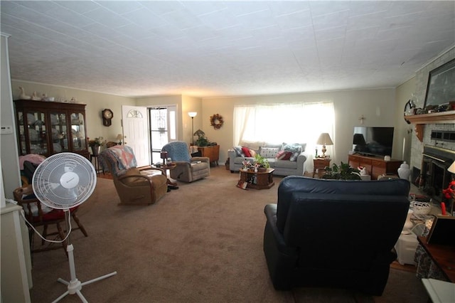 carpeted living room featuring a wealth of natural light