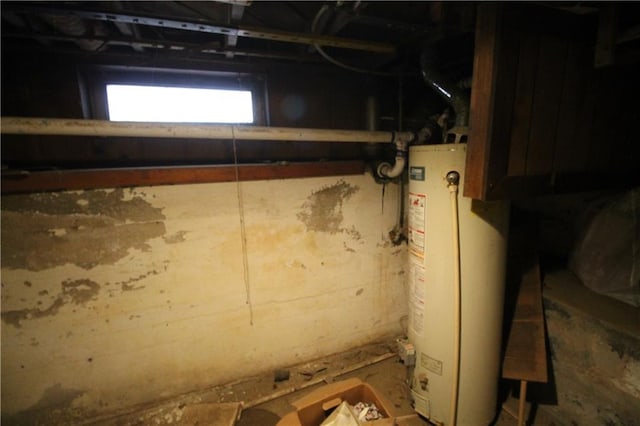 basement with gas water heater