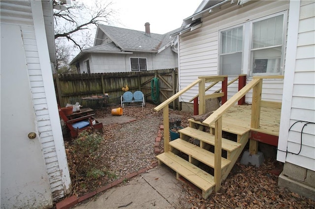 view of yard featuring a wooden deck