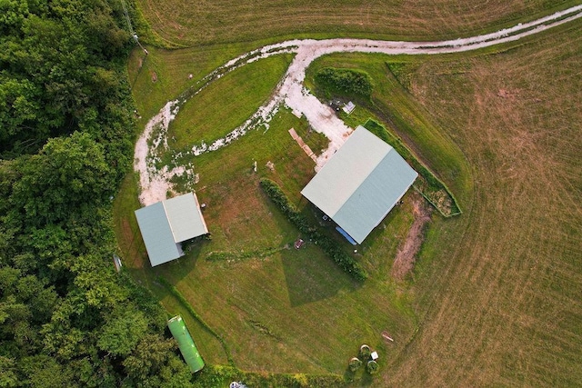 drone / aerial view with a rural view