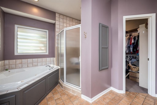 bathroom featuring plus walk in shower