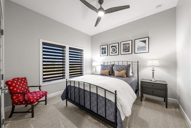 bedroom featuring carpet and ceiling fan