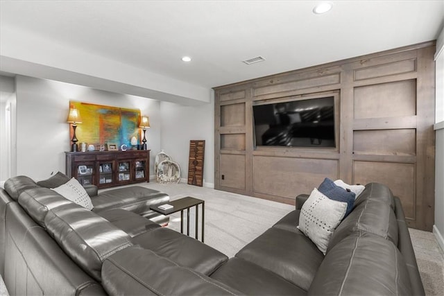 living room with carpet flooring