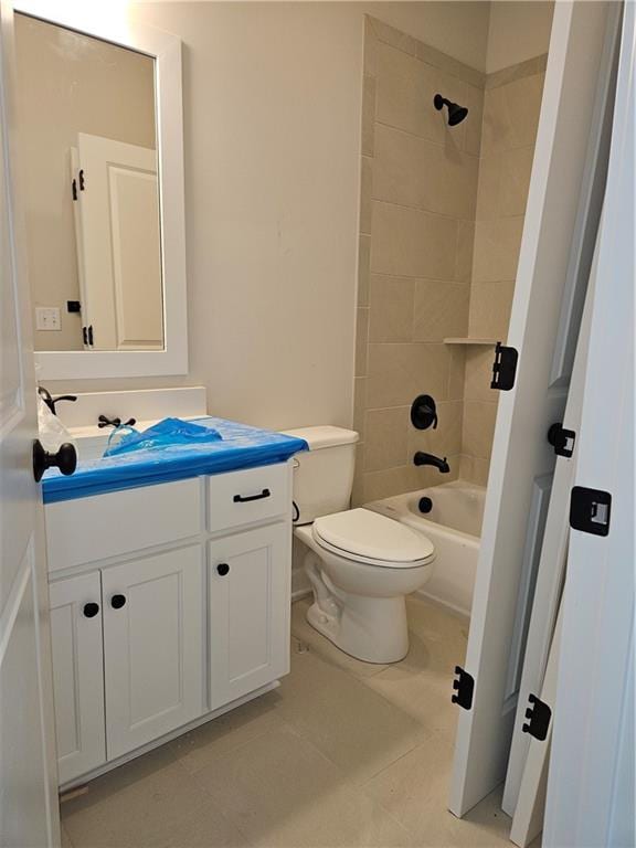 14608 Aspen Cir, Basehor, KS 66007 - full bathroom featuring vanity, toilet, shower / bathtub combination, and tile patterned floors