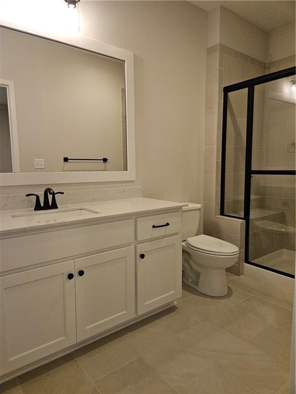 14608 Aspen Cir, Basehor, KS 66007 - full bathroom with vanity, a shower stall, and tile patterned flooring