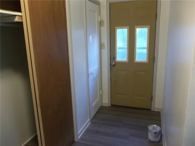 doorway to outside featuring dark hardwood / wood-style floors