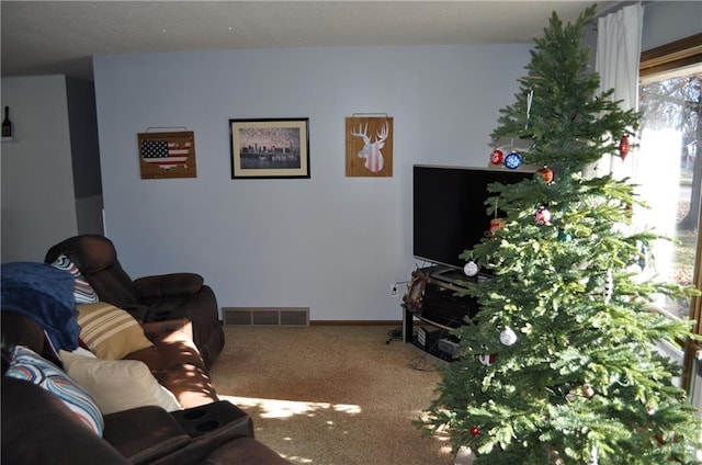 living room with carpet floors