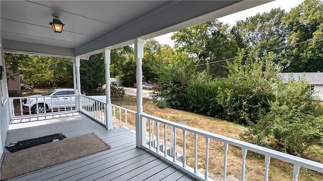 deck with a porch