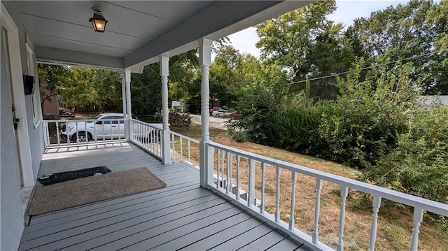 deck with a porch