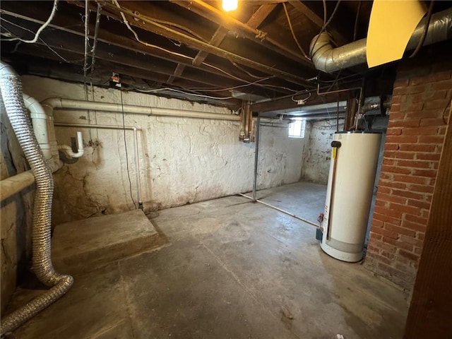 basement with water heater