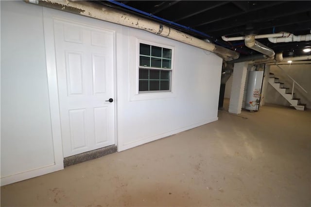 basement featuring water heater