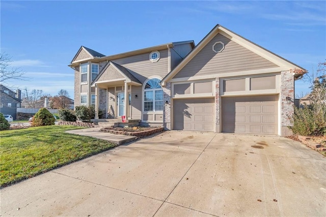 front of property with a garage and a front yard