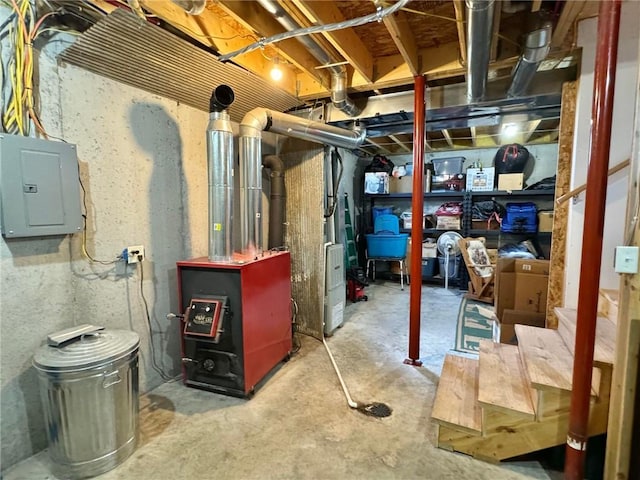 basement with electric panel