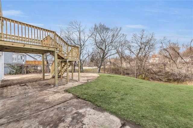 view of yard with a deck