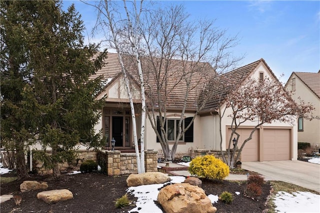 view of front of property with a garage