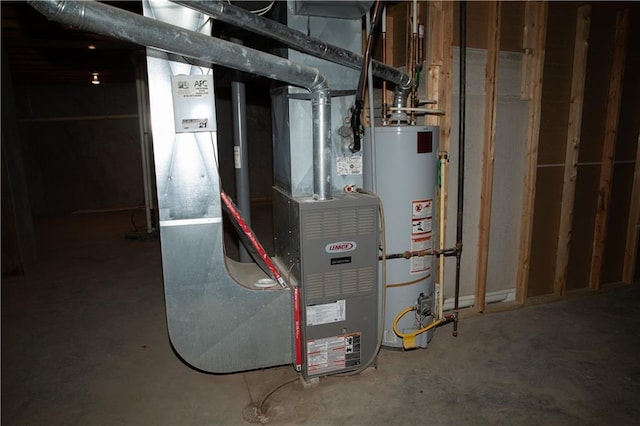 utilities featuring heating unit and gas water heater