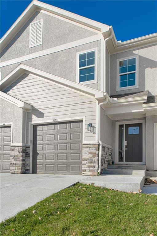 property entrance with a garage