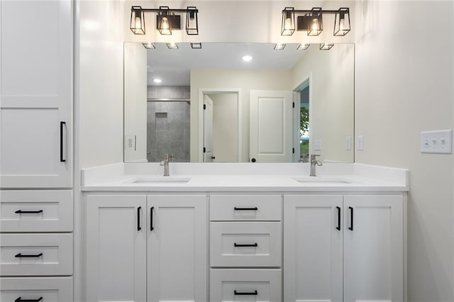 1316 N Holland Ct, Independence, MO 64056 - bathroom featuring double vanity and a shower stall