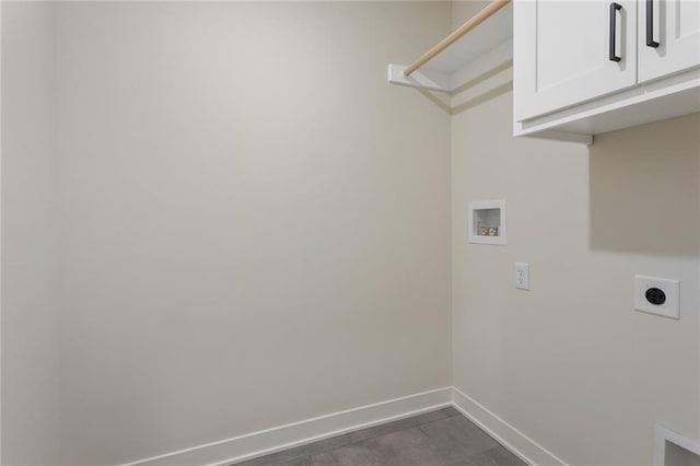 1316 N Holland Ct, Independence, MO 64056 - laundry room featuring hookup for an electric dryer, cabinet space, baseboards, and washer hookup