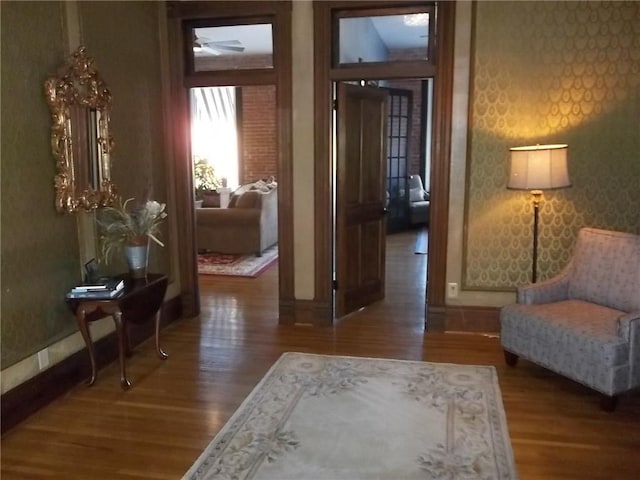 living area featuring wood-type flooring