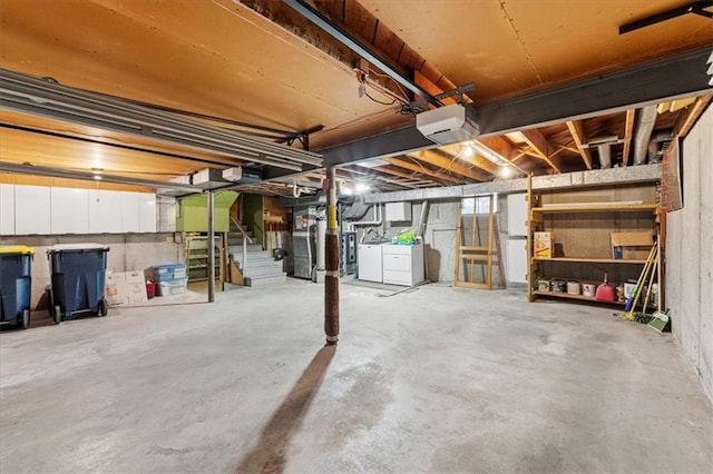 basement featuring separate washer and dryer