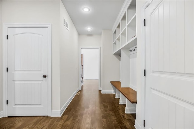 9509 W 164th St, Stilwell, KS 66085 - mudroom with dark wood-type flooring and recessed lighting