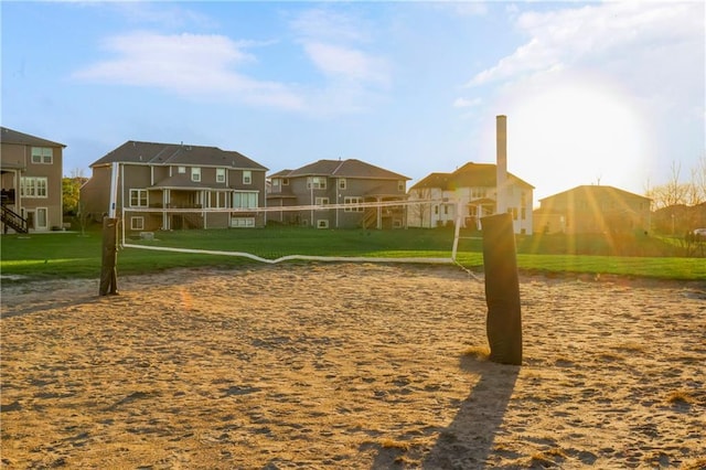 9509 W 164th St, Stilwell, KS 66085 - surrounding community with a residential view, volleyball court, and a lawn