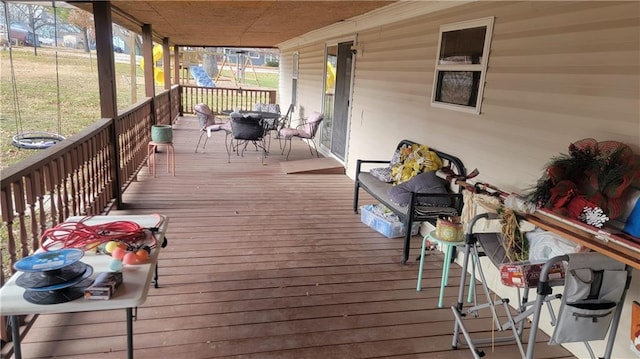 423 Elm St, Mound City, KS 66056 - deck featuring a yard