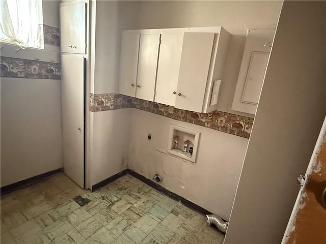 laundry room with cabinets, hookup for a washing machine, and hookup for an electric dryer