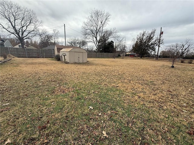 view of yard with a storage unit