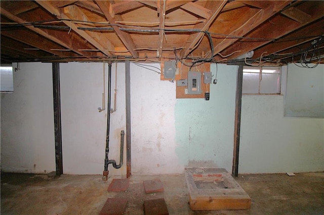 basement with electric panel