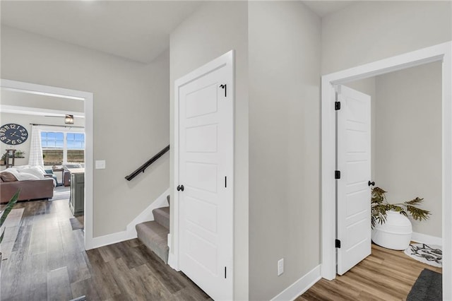 hallway featuring wood-type flooring