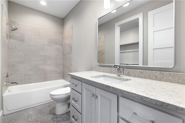 21359 W 93rd Ct, Lenexa, KS 66220 - full bath with vanity, toilet, shower / tub combination, and recessed lighting