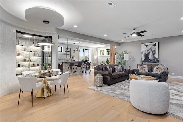 21359 W 93rd Ct, Lenexa, KS 66220 - living room with wood finished floors, recessed lighting, and ceiling fan