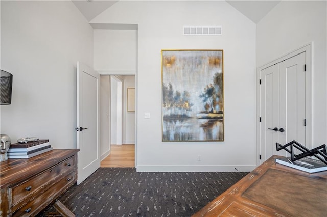 interior space featuring lofted ceiling