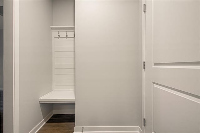 mudroom featuring dark hardwood / wood-style floors