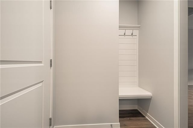 mudroom featuring dark hardwood / wood-style flooring