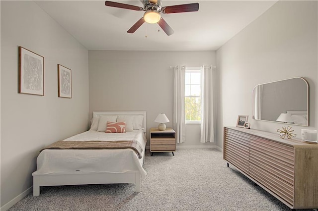 bedroom with carpet flooring and ceiling fan