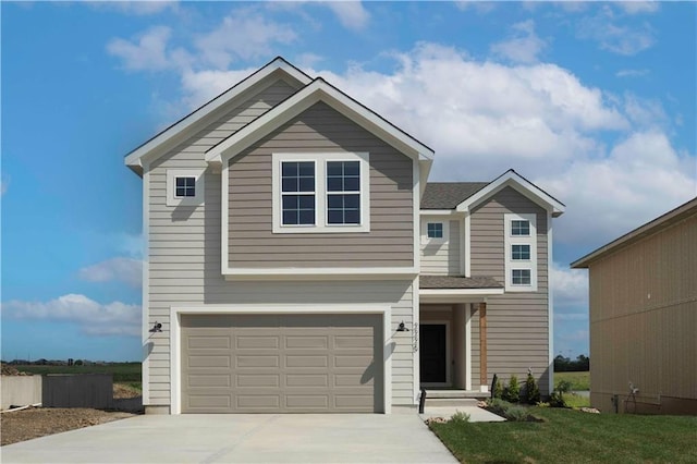 view of front property with a garage