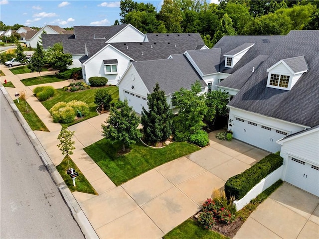 aerial view with a residential view