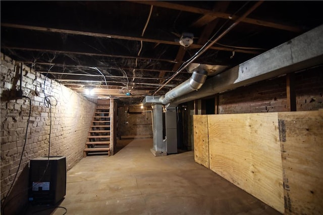 basement with heating unit